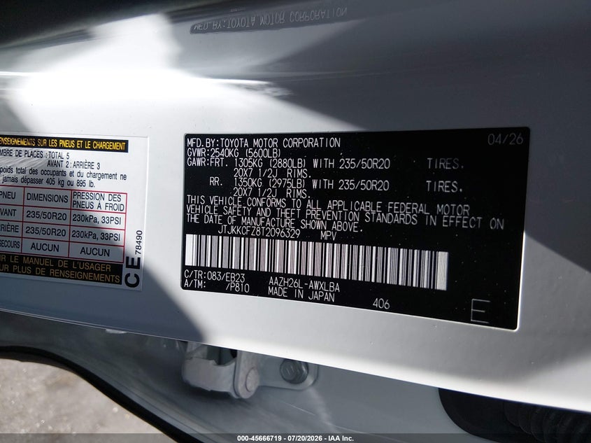 2026 Lexus Nx 450H+ F Sport Handling VIN: JTJKKCFZ8T2096329 Lot: 45666719
