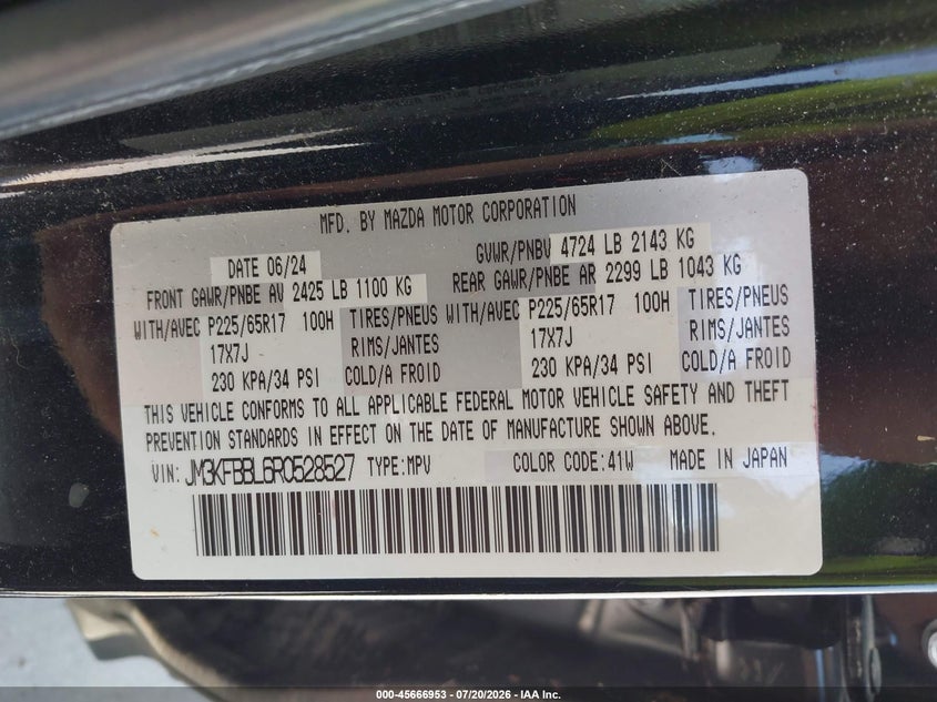 2024 Mazda Cx-5 2.5 S Select VIN: JM3KFBBL6R0528527 Lot: 45666953