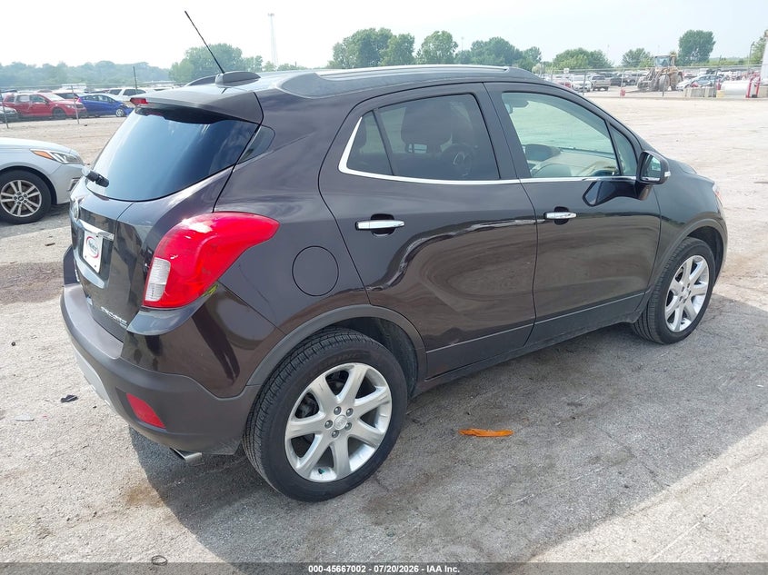 Vin: kl4cjgsb3fb207085, lot: 46165574, buick encore leather 20154