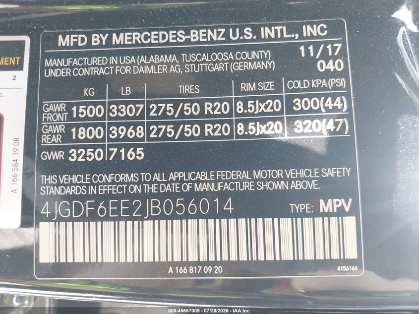 2018 Mercedes-Benz Gls 450 4Matic VIN: 4JGDF6EE2JB056014 Lot: 45667009