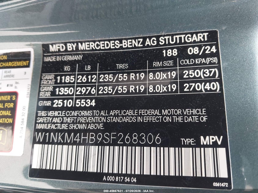 2025 Mercedes-Benz Glc 300 4Matic Suv VIN: W1NKM4HB9SF268306 Lot: 45667631