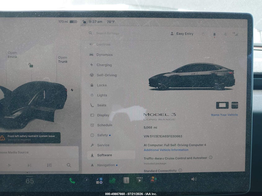 2025 Tesla Model 3 Long Range Rear-Wheel Drive/Standard Rear-Wheel Drive VIN: 5YJ3E1EA6SF030663 Lot: 45667668