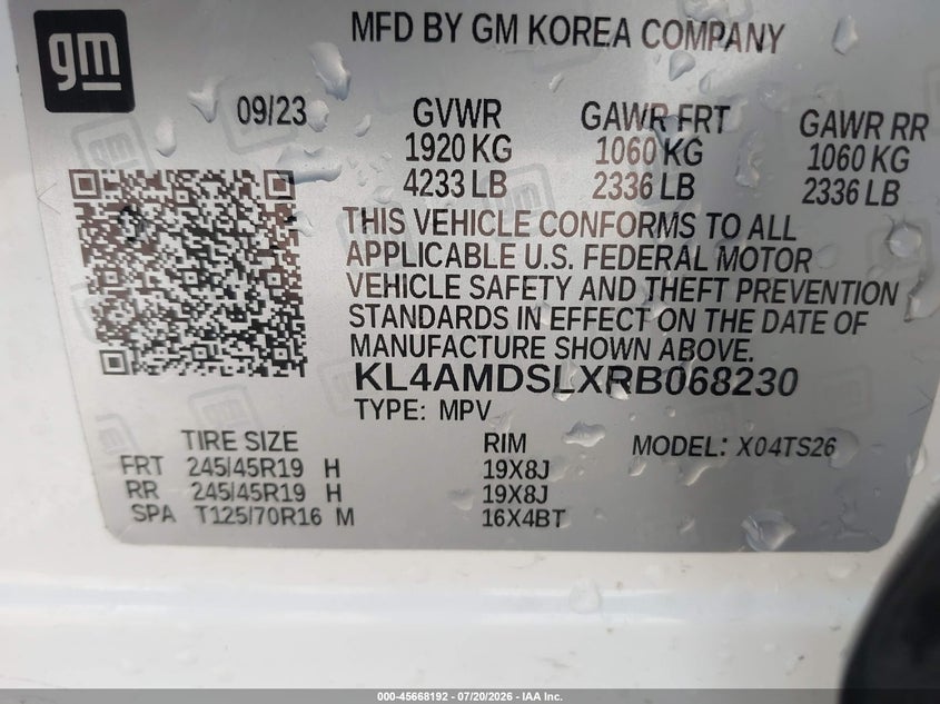 2024 Buick Encore Gx Sport Touring Fwd VIN: KL4AMDSLXRB068230 Lot: 45668192
