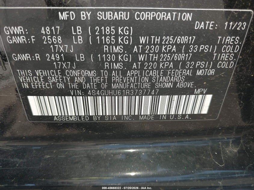 2024 Subaru Crosstrek Wilderness VIN: 4S4GUHU61R3737747 Lot: 45668322