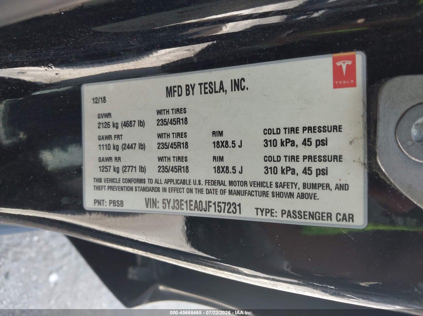 2018 TESLA MODEL 3 · Фото 9