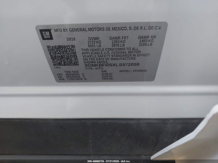 2020 Chevrolet Blazer Fwd Premier VIN: 3GNKBFRSXLS572059 Lot: 45668738