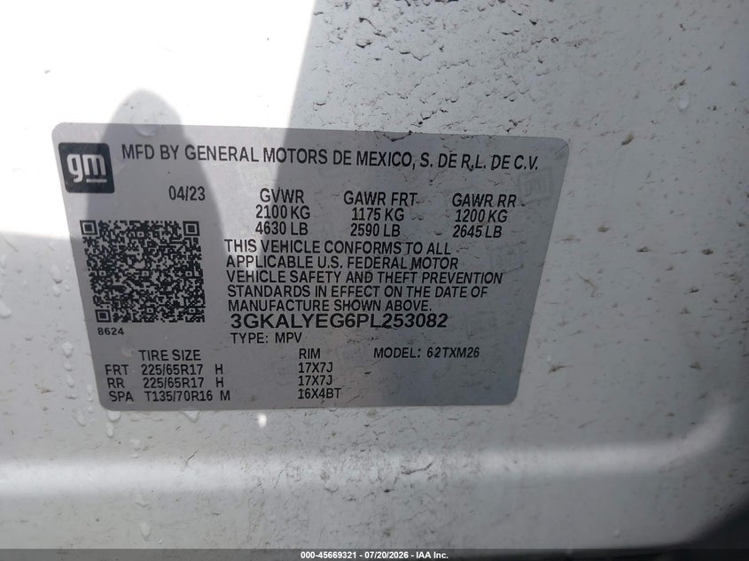 2023 GMC Terrain Awd At4 VIN: 3GKALYEG6PL253082 Lot: 45669321