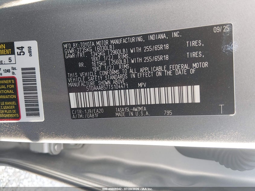 2026 TOYOTA GRAND HIGHLANDER SPORT UTILITY VEHICLE 2.4L I-4 DI, DOHC, VVT, TURBO, 265HP