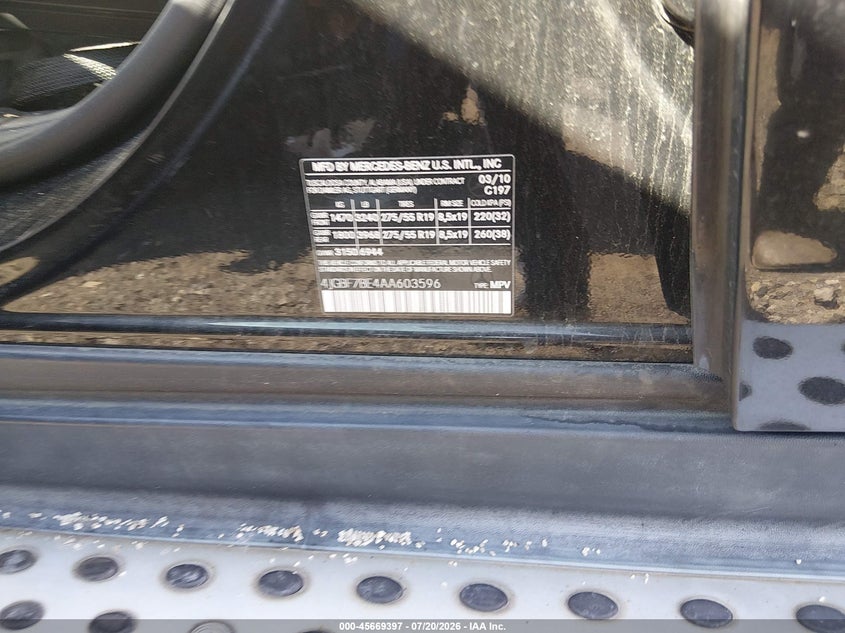 2010 Mercedes-Benz Gl 450 4Matic VIN: 4JGBF7BE4AA603596 Lot: 45669397