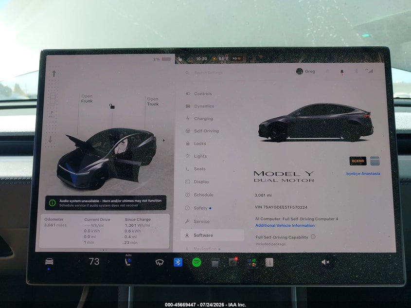 TESLA MODEL Y 2026 VIN 7SAYGDEE5TF570224