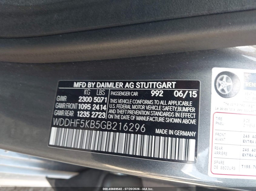 2016 Mercedes-Benz E 350 VIN: WDDHF5KB5GB216296 Lot: 45669540