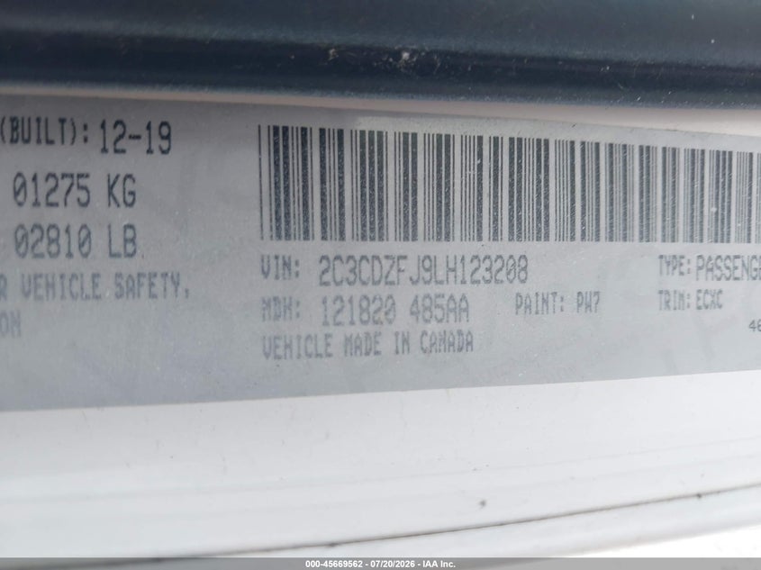 2020 Dodge Challenger R/T Scat Pack VIN: 2C3CDZFJ9LH123208 Lot: 45669562