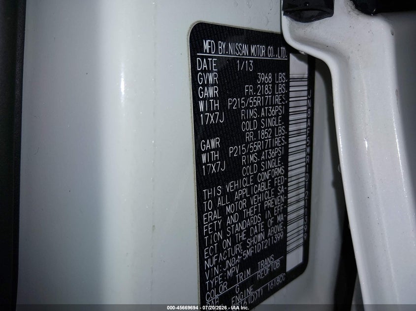 2013 Nissan Juke S VIN: JN8AF5MR1DT211399 Lot: 45669694