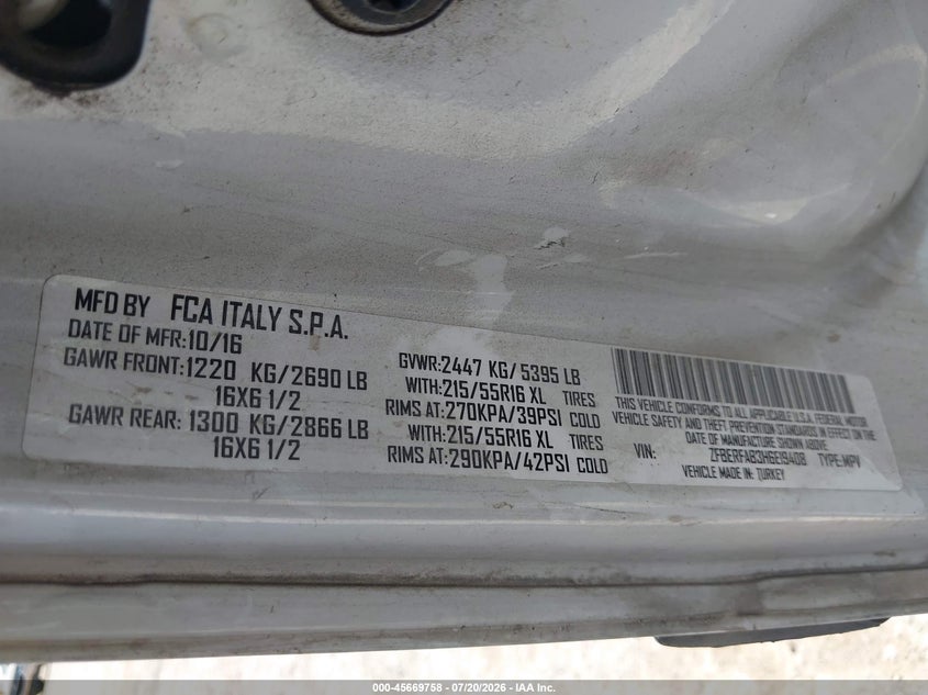2017 Ram Promaster City Tradesman VIN: ZFBERFAB3H6E19408 Lot: 45669758