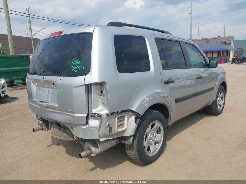 Vin: 5fnyf4h28fb013572, lot: 46168917, honda pilot lx 20154
