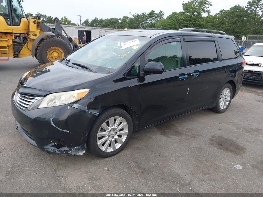 2011 Toyota Sienna, Front & Rear, IAAI, VIN 5TDDK3DCXBS019835 — photo 2