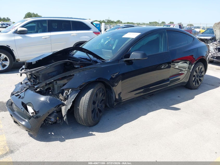 2022 Tesla Model 3, Front End, IAAI, VIN 5YJ3E1EB4NF346270 — photo 2
