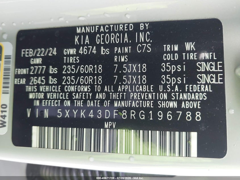 2024 Kia Sportage Sx VIN: 5XYK43DF8RG196788 Lot: 45671789