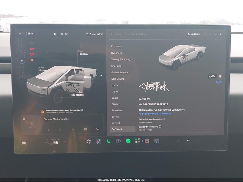2025 Tesla Cybertruck All-Wheel Drive VIN: 7G2CEHED5SA073419 Lot: 45671813