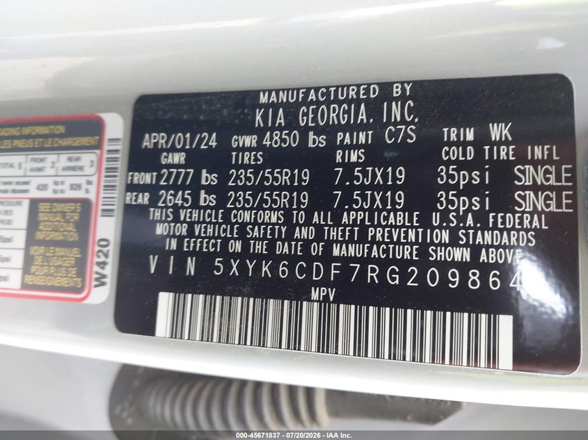 2024 Kia Sportage X-Line VIN: 5XYK6CDF7RG209864 Lot: 45671837