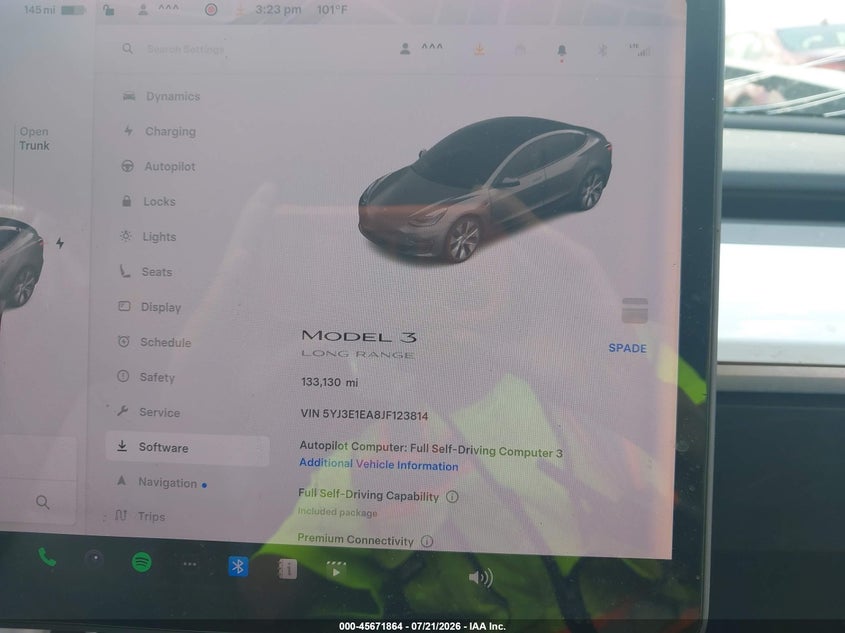 2018 Tesla Model 3 Long Range/Mid Range VIN: 5YJ3E1EA8JF123814 Lot: 45671864