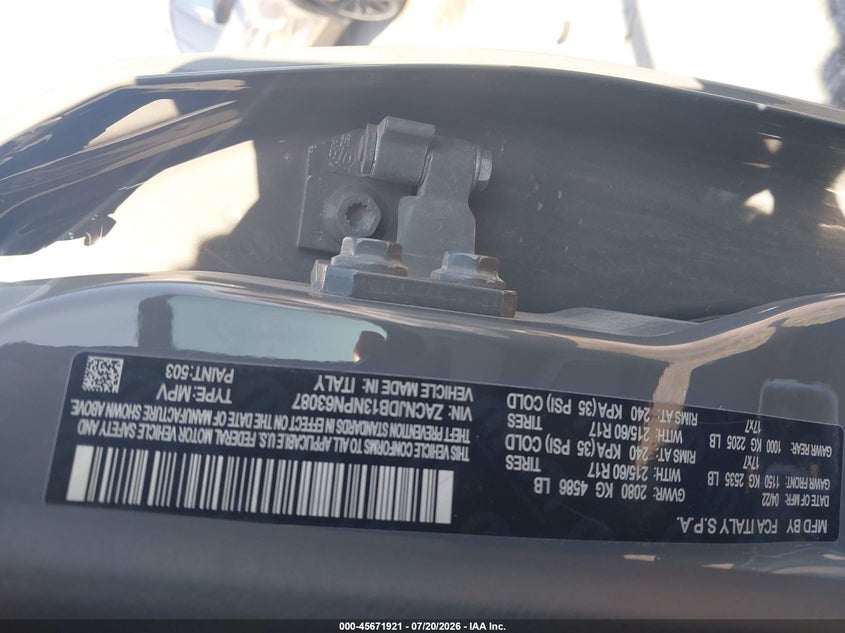 2022 Jeep Renegade Latitude 4X4 VIN: ZACNJDB13NPN63087 Lot: 45671921