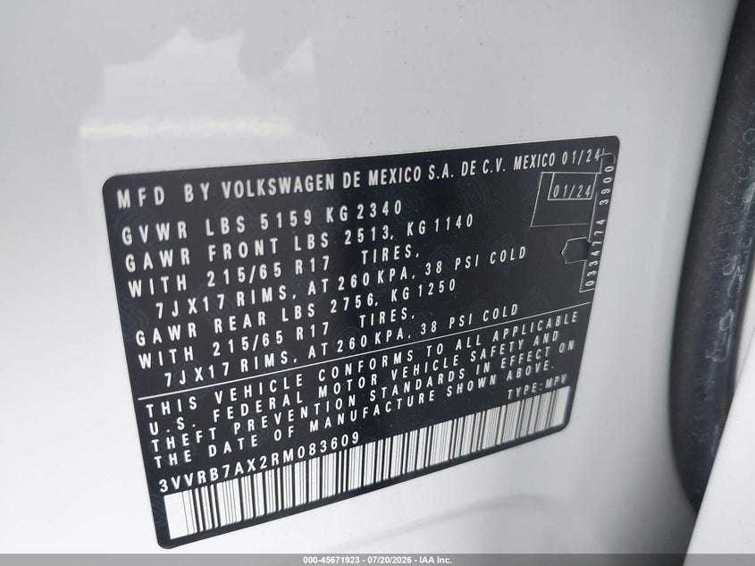 2024 VOLKSWAGEN TIGUAN 2.0T S · Фото 9