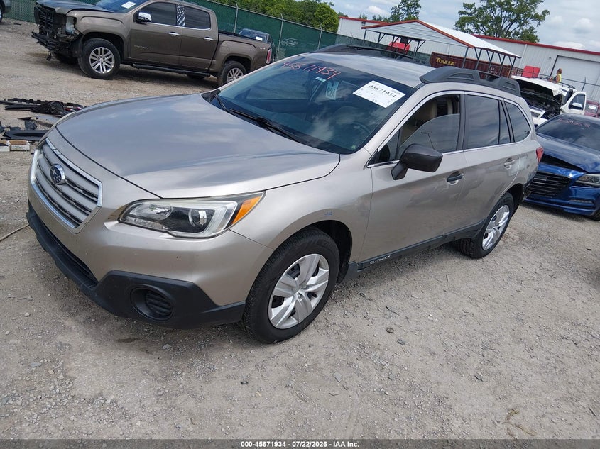 Vin: 4s4bsbac9f3343528, lot: 46170534, subaru outback 2.5i 20152