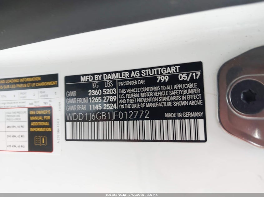 2018 Mercedes-Benz E 400 4Matic VIN: WDD1J6GB1JF012772 Lot: 45672043