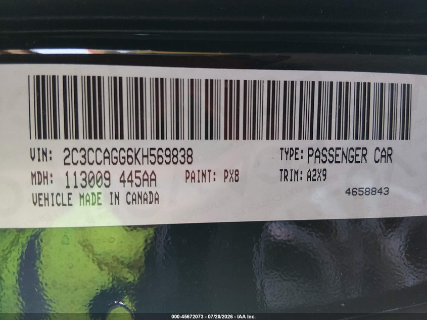 2019 Chrysler 300 300S Awd VIN: 2C3CCAGG6KH569838 Lot: 45672073