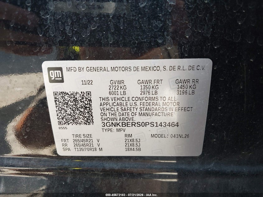 2023 Chevrolet Blazer Fwd Rs VIN: 3GNKBERS0PS143464 Lot: 45672183