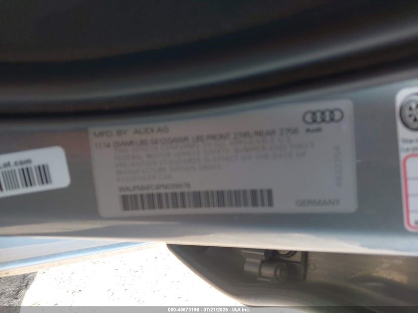 2015 Audi A6 3.0 Tdi Premium Plus VIN: WAUFMAFC4FN039978 Lot: 45673196