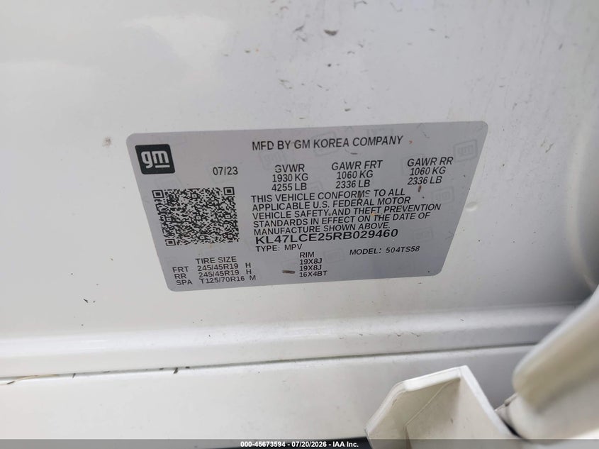 2024 Buick Envista Avenir Fwd VIN: KL47LCE25RB029460 Lot: 45673594