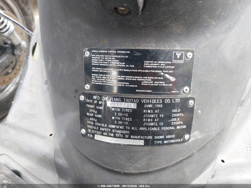 2023 OTHER TAO TAO MOPED MOTO N/A