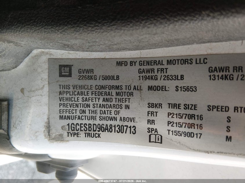 2010 Chevrolet Colorado Work Truck VIN: 1GCESBD96A8130713 Lot: 45673747