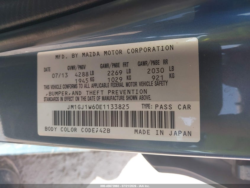 2014 Mazda Mazda6 I Grand Touring VIN: JM1GJ1W60E1133825 Lot: 45673960