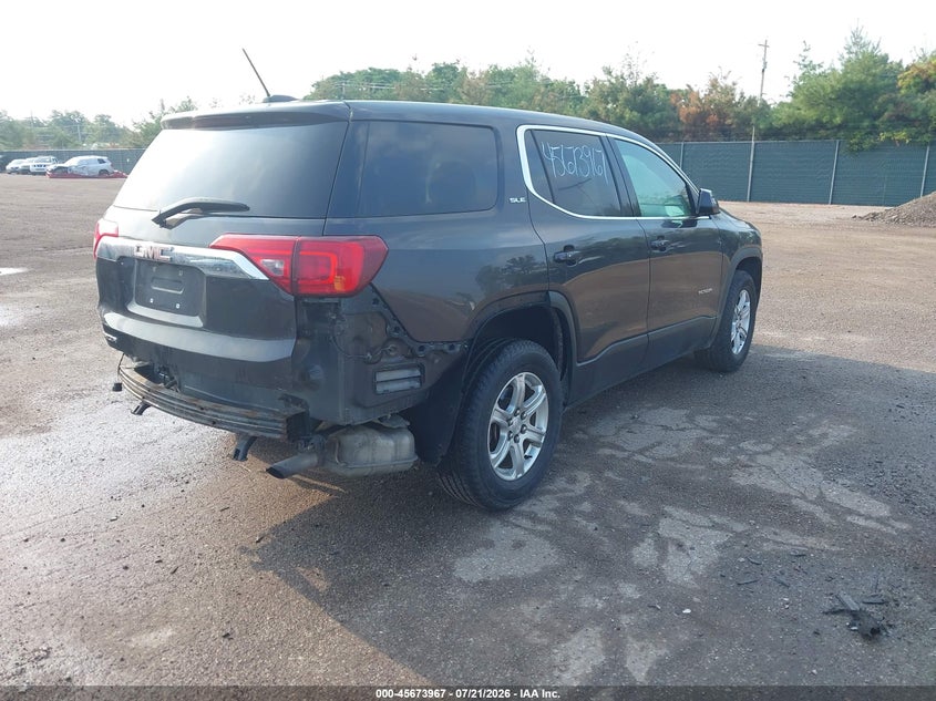 Vin: 1gkknkla8jz145587, lot: 46172567, gmc acadia sle-1 20184