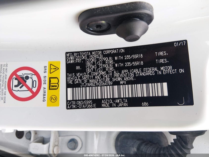 2017 Lexus Nx 200T F Sport VIN: JTJYARBZ7H2064789 Lot: 45674292