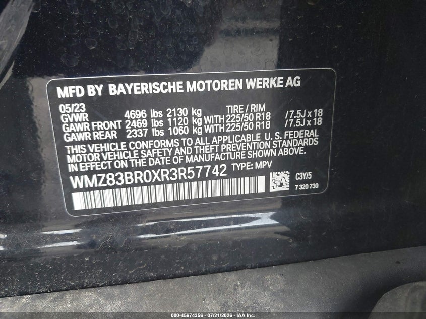 2024 Mini Countryman Cooper S VIN: WMZ83BR0XR3R57742 Lot: 45674356