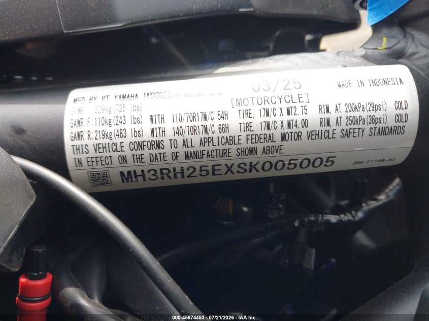 2025 Yamaha Yfz320 A VIN: MH3RH25EXSK005005 Lot: 45674453