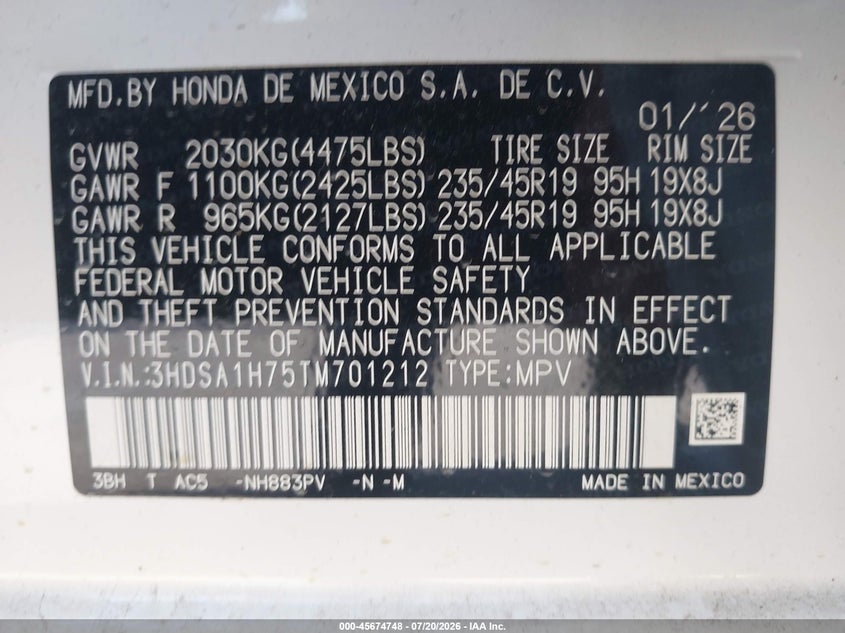 2026 Acura Adx A-Spec With Advance VIN: 3HDSA1H75TM701212 Lot: 45674748