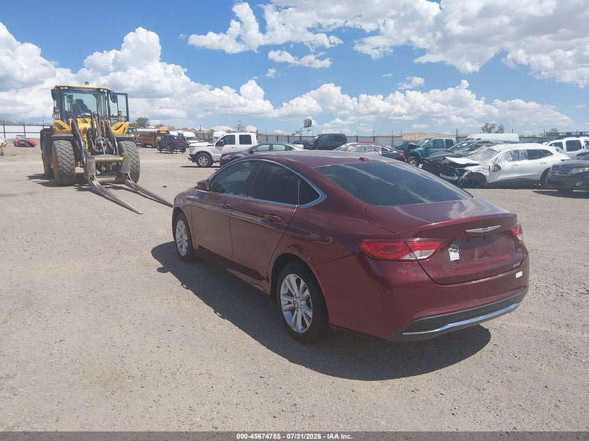 Vin: 1c3cccab8fn599591, lot: 46173385, chrysler 200 limited 20153