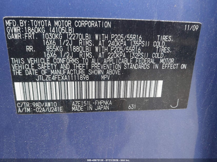 2010 Scion Xb Release Series 7.0 VIN: JTLZE4FEXA1111898 Lot: 45675138