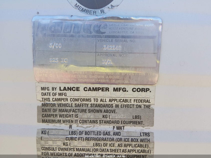 2000 LANCE 825 EC auction photo 8