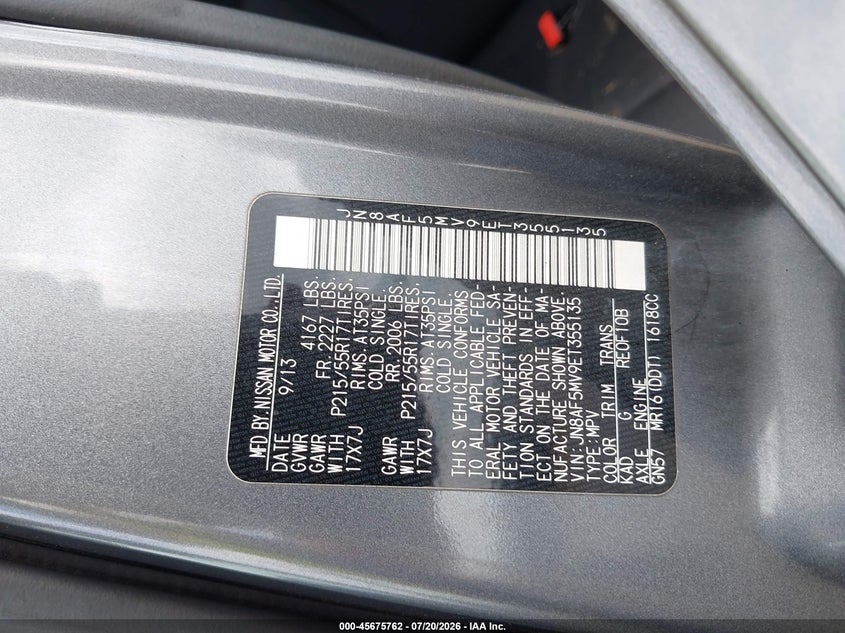 2014 Nissan Juke S VIN: JN8AF5MV9ET355135 Lot: 45675762
