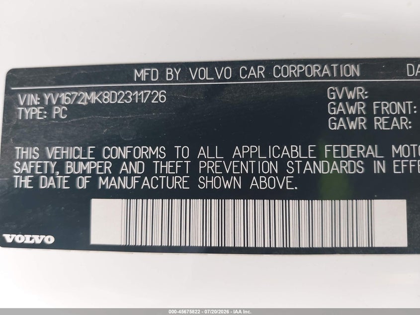 2013 Volvo C30 T5 R-Design VIN: YV1672MK8D2311726 Lot: 45675822