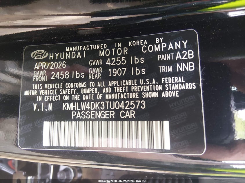 2026 Hyundai Elantra N VIN: KMHLW4DK3TU042573 Lot: 45677088