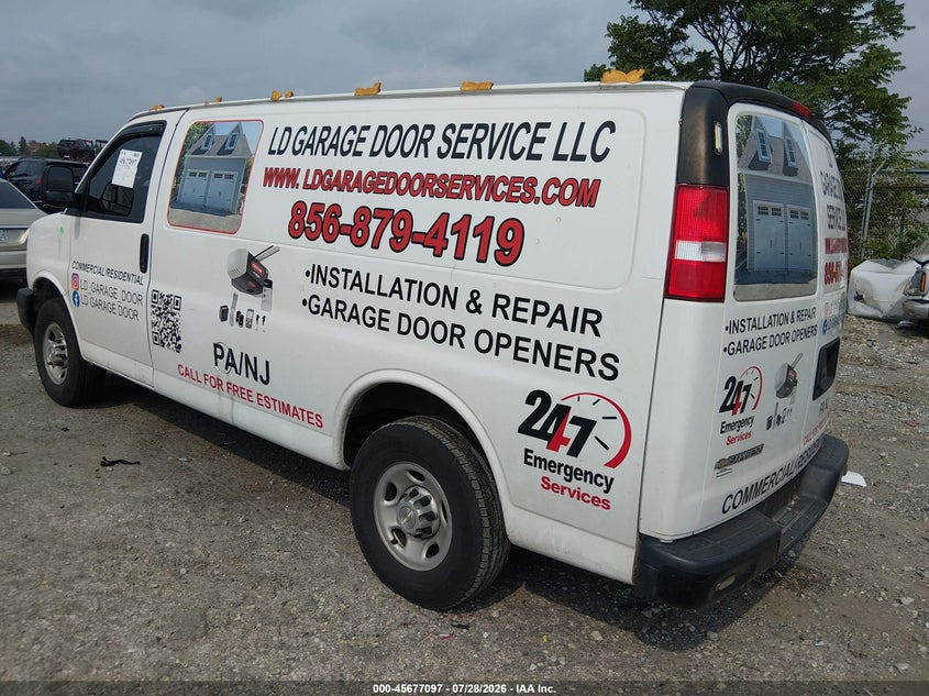 Vin: 1gcwgafg3l1269768, lot: 46175697, chevrolet express cargo rwd 2500 regular wheelbase wt 20203