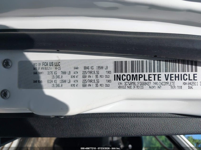 2015 RAM 5500 CHASSIS auction photo 8