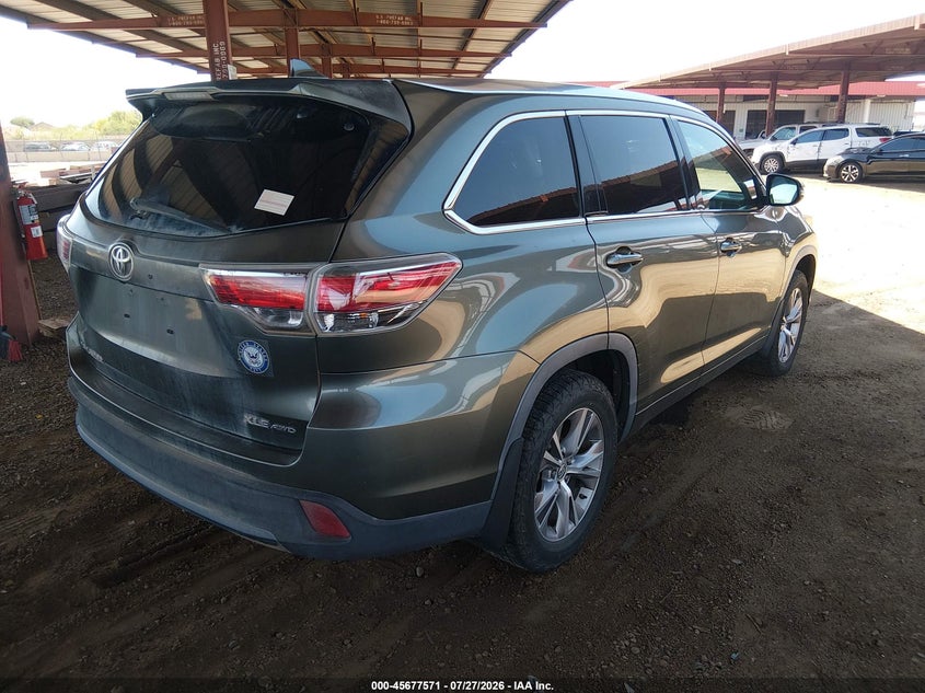 Vin: 5tdjkrfh1es018480, lot: 46176171, toyota highlander xle v6 20144